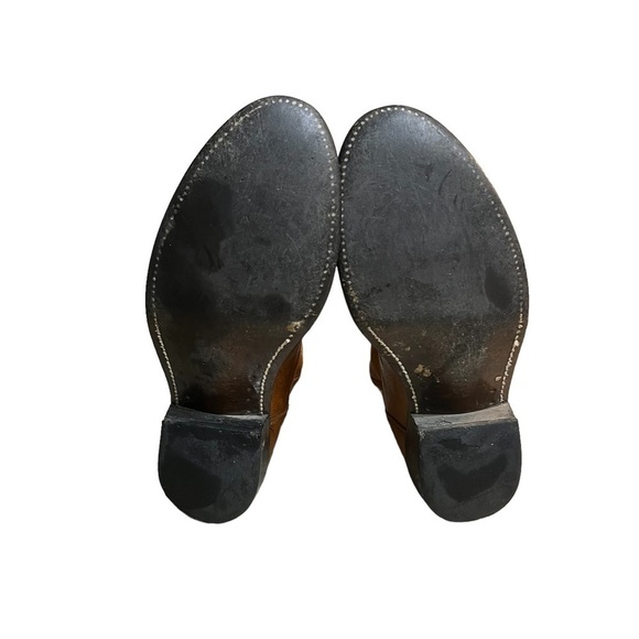 Vintage Wrangler Cowboy Western  Brown Boots Men's SZ 8.5D Tan Leather - Picture 7 of 9